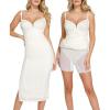 imagePopilush Lace Cocktail Dresses for Women  Formal Party Corset Shapewear Dress Deep V Neck Midi Dress with Side SlitBeige