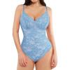 imagePopilush Shapewear Bodysuit V Neck Tummy Control Backless Lace Tank Tops Sleeveless Thong BodysuitBlue