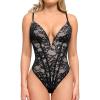 imagePopilush Shapewear Bodysuit for Women Deep V Neck Sleeveless Lace Corset Bodysuits Tummy Control Tank TopsDark Black