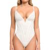 imagePopilush Shapewear Bodysuit for Women Deep V Neck Sleeveless Lace Corset Bodysuits Tummy Control Tank TopsWhite