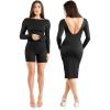 imagePopilush Shapewear Cocktail Dress Backless Shaper Dress with Built in Shapewear Long Sleeve Cocktail Dresses for WomenBlack