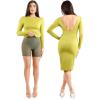 imagePopilush Shapewear Cocktail Dress Backless Shaper Dress with Built in Shapewear Long Sleeve Cocktail Dresses for WomenDark Green
