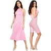 imagePopilush Shapewear Dress Built in Bra Halter Neck Sleeveless Backless ALine Wedding Guest Midi Dresses for WomenPink
