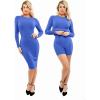 imagePopilush Shapewear Dress Casual Crew Neck Midi Dress Back Zipper Bodycon DressBlue