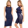 imagePopilush Shapewear Dress Ruched Dresses for Women Shaper Dresses Business Casual Dress Womens Midi Pencil DressBlue