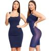 imagePopilush Shapewear Dress Workwear Built in Shapewear Dress Square Neck Sleeveless Dress 3D HIPS OfferBlue