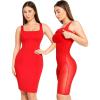 imagePopilush Shapewear Dress Workwear Built in Shapewear Dress Square Neck Sleeveless Dress 3D HIPS OfferRed