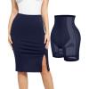 imagePopilush Shapewear Skirt Work Pencil Skirt with Built in Shapewear High Waisted Bodycon Midi Skirts for Women OfficeBlue