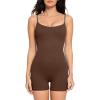 imagePopilush The Shapewear Jumpsuits for Women Sleeveless Adjustable Short Rompers Tummy Control Bodysuits Gym Yoga Fashion 2024Brown