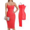 imagePopilush Womens Summer Shapewear Dress  Bodycon Cocktail Graduation Party Midi Dresses with Builtin BraRed