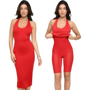 imagePopilush Shapewear Halter Summer Dress 4 Ways to Wear Bandage Casual Club Night Out Dress Built in BraRedelegant Cocktail Shaper Dress