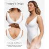imagePopilush Body Suits for Women  Going Out Tank Tops  Plunge Deep V Neck Backless Sleeveless Tummy Control Shapewear BodysuitWhite