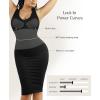 imagePopilush Bodycon Dresses for Women  Summer Causal Shapewear Midi Dress Sleeveless V Neck Party SundressesBlack