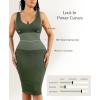 imagePopilush Bodycon Dresses for Women  Summer Causal Shapewear Midi Dress Sleeveless V Neck Party SundressesGreen