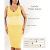 imagePopilush Bodycon Dresses for Women  Summer Causal Shapewear Midi Dress Sleeveless V Neck Party SundressesYellow