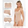 imagePopilush Bodysuits for Women  Sleeveless Square Neck Thong Bodysuit Tummy Control Going Out Double Lined TopsNude
