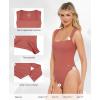 imagePopilush Bodysuits for Women  Sleeveless Square Neck Thong Bodysuit Tummy Control Going Out Double Lined TopsRose Red