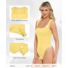 imagePopilush Bodysuits for Women  Sleeveless Square Neck Thong Bodysuit Tummy Control Going Out Double Lined TopsYellow