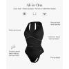 imagePopilush Bodysuits for Women Tummy Control Halter Tops V Neck Ruched Shapewear Body Suits Concert OutfitsBlack