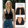 imagePopilush Bodysuits for Women Tummy Control Halter Tops V Neck Ruched Shapewear Body Suits Concert OutfitsBlack