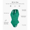 imagePopilush Bodysuits for Women Tummy Control Halter Tops V Neck Ruched Shapewear Body Suits Concert OutfitsGreen