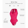 imagePopilush Bodysuits for Women Tummy Control Halter Tops V Neck Ruched Shapewear Body Suits Concert OutfitsPink
