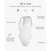 imagePopilush Bodysuits for Women Tummy Control Halter Tops V Neck Ruched Shapewear Body Suits Concert OutfitsWhite