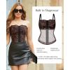 imagePopilush Corset Tops for Women  Lace Spaghetti Strap Going Out Bustier with Buckle Waist Shaper Summer SplashLeopard