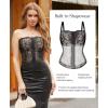 imagePopilush Corset Tops for Women  Lace Spaghetti Strap Going Out Bustier with Buckle Waist Shaper Summer SplashSkin