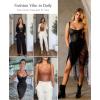 imagePopilush Leather Body Suits for Womens  Tummy Control Shapewear Bodysuits Lace Faux Leather Thong Corset TopsBrown
