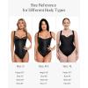 imagePopilush Leather Body Suits for Womens  Tummy Control Shapewear Bodysuits Lace Faux Leather Thong Corset TopsBrown