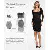 imagePopilush Long Sleeve Shapewear Dress Mesh Dresses Built in Bra Corset Dresses for Women Tummy ControlBlack