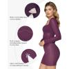 imagePopilush Long Sleeve Shapewear Dress Mesh Dresses Built in Bra Corset Dresses for Women Tummy ControlPurple
