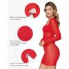 imagePopilush Long Sleeve Shapewear Dress Mesh Dresses Built in Bra Corset Dresses for Women Tummy ControlRed