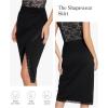 imagePopilush Midi Skirts for Women Lace Shapewear Split Satin High Waisted Bodycon Long Skirt Builtin Tummy ControlBlack