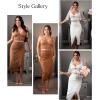 imagePopilush Midi Skirts for Women Lace Shapewear Split Satin High Waisted Bodycon Long Skirt Builtin Tummy ControlBrown