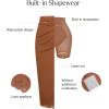 imagePopilush Midi Skirts for Women Lace Shapewear Split Satin High Waisted Bodycon Long Skirt Builtin Tummy ControlBrown