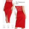 imagePopilush Midi Skirts for Women Lace Shapewear Split Satin High Waisted Bodycon Long Skirt Builtin Tummy ControlRed