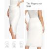 imagePopilush Midi Skirts for Women Lace Shapewear Split Satin High Waisted Bodycon Long Skirt Builtin Tummy ControlWhite