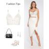 imagePopilush Midi Skirts for Women Lace Shapewear Split Satin High Waisted Bodycon Long Skirt Builtin Tummy ControlWhite