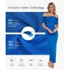imagePopilush Off The Shoulder Maxi Dress Wedding Guest Formal Dresses for Women Sleeveless Bodycon Long Shapewear Prom DressBlue