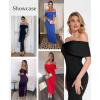 imagePopilush Off The Shoulder Maxi Dress Wedding Guest Formal Dresses for Women Sleeveless Bodycon Long Shapewear Prom DressRed
