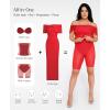 imagePopilush Off The Shoulder Maxi Dress Wedding Guest Formal Dresses for Women Sleeveless Bodycon Long Shapewear Prom DressRed