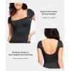 imagePopilush Shapewear Dress Low Back Midi Dress with Build in Shapewear Short Sleeve Casual Summer Dress for 2025 TrendingBlackelegant Shaper Dress