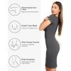 imagePopilush Shapewear Faux Denim Midi Pencil Dress  Tummy Control Jean Bodycon With Zipper for Women 2024Black Grey