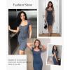 imagePopilush Shapewear Faux Denim Midi Pencil Dress  Tummy Control Jean Bodycon With Zipper for Women 2024Black Grey