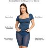 imagePopilush Shapewear Faux Denim Midi Pencil Dress  Tummy Control Jean Bodycon With Zipper for Women 2024Blue