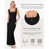 imagePopilush Shapewear Tank Dress Summer Maxi Dress Builtin Bra Square Neck Lace Trim Going Out Vacation Dresses for WomenBlack