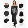 imagePopilush Sparkly Dresses for Women Long Sleeve Off The Shoulder Cocktail Dresses Bodycon Shapewear Mermaid DressBlack