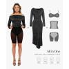 imagePopilush Sparkly Dresses for Women Long Sleeve Off The Shoulder Cocktail Dresses Bodycon Shapewear Mermaid DressBlack